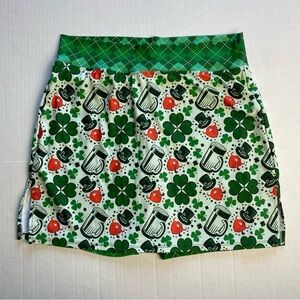 Skort Obsession activewear skirt St Patrick’s Day clover beer Size Large